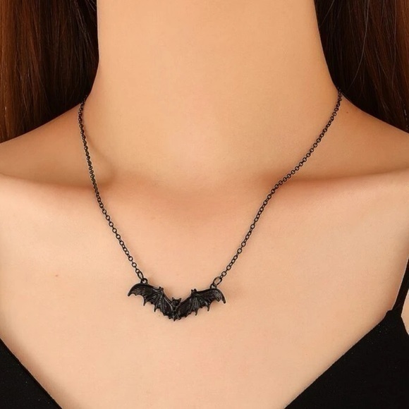 Black Bat Charm Chain Necklace - Picture 1 of 7